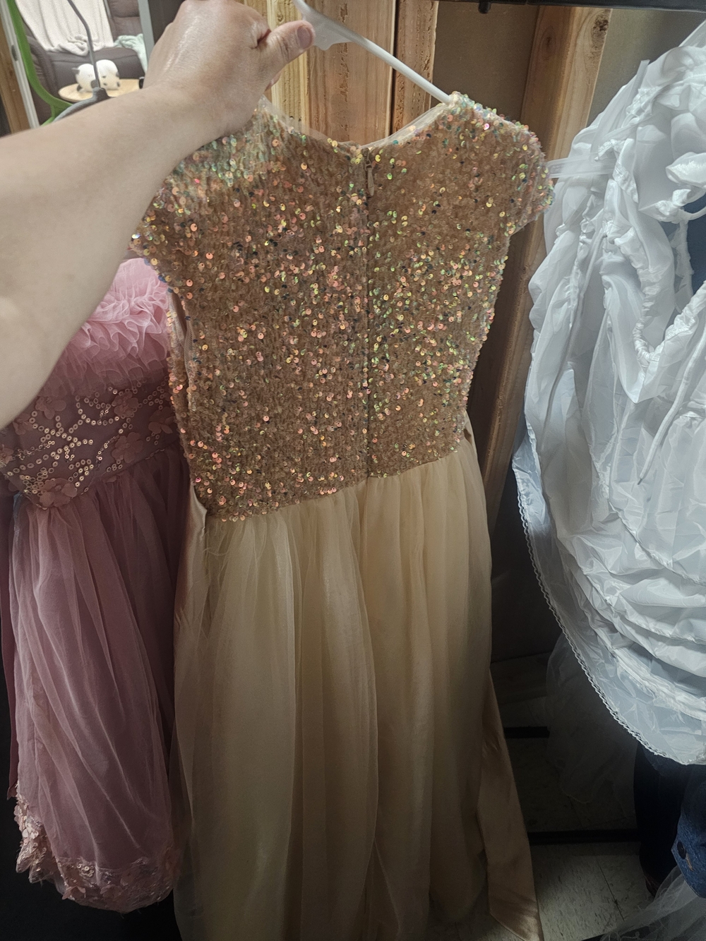 Girls' Sequin Bodice with Cream Tulle Skirt - Sparkle Party Dress